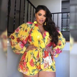 Fashion Nova Shantel Romper in Yellow combo sz 1X New